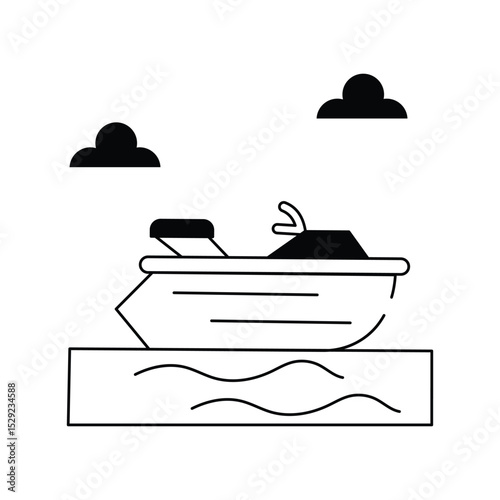 Jet Ski glyph icon with white background vector stock illustration
