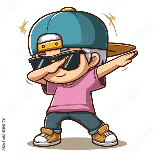 Cute cool boy dabbing pose cartoon vector