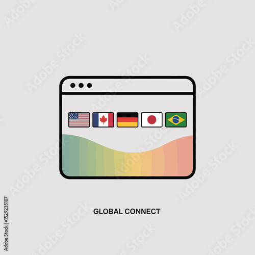 Global connection illustration website flags international communication