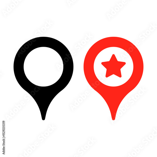 Map pin with star vector icon