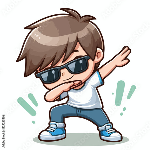 Cute cool boy dabbing pose cartoon vector