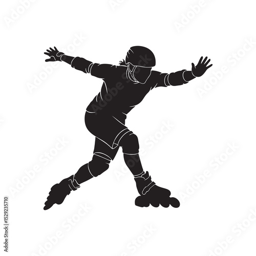 vector silhouette of a roller skater athlete in action