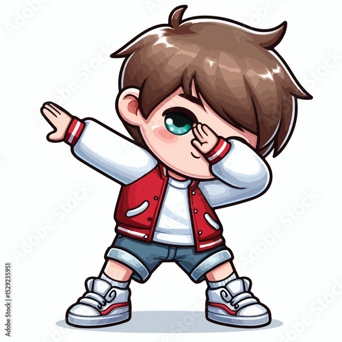 Cute cool boy dabbing pose cartoon vector