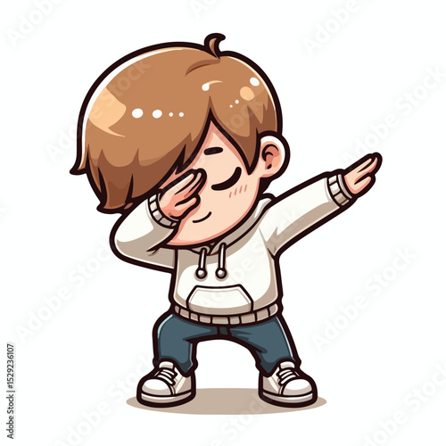 Cute cool boy dabbing pose cartoon vector