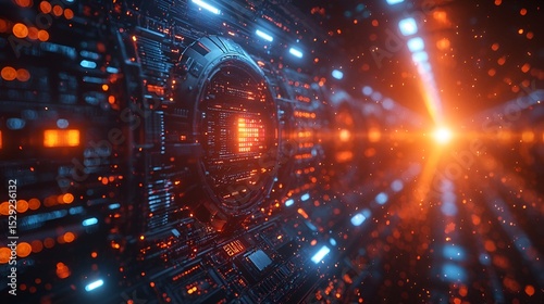 Futuristic Circuitry System in Deep Space