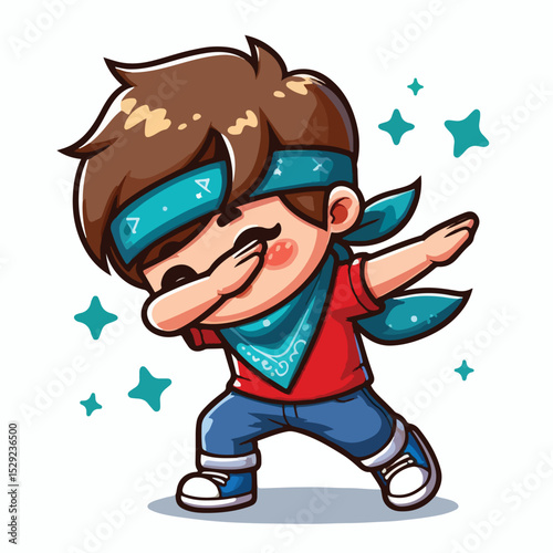Cute cool boy dabbing pose cartoon vector