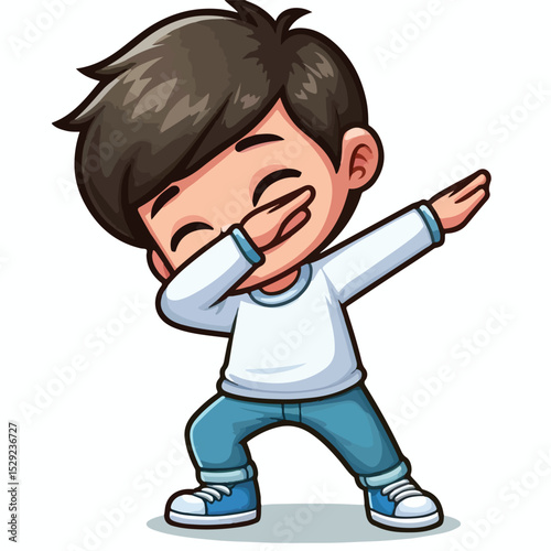 Cute cool boy dabbing pose cartoon vector