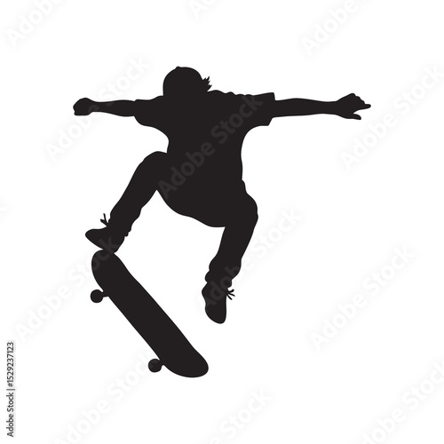 vector silhouette of a child skateboarding
