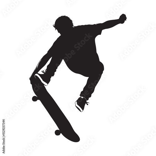 vector silhouette of a child skateboarding