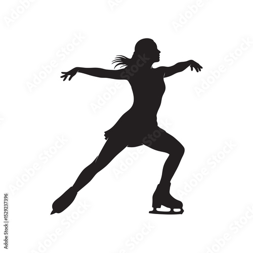 vector silhouette of a female ice skater performing
