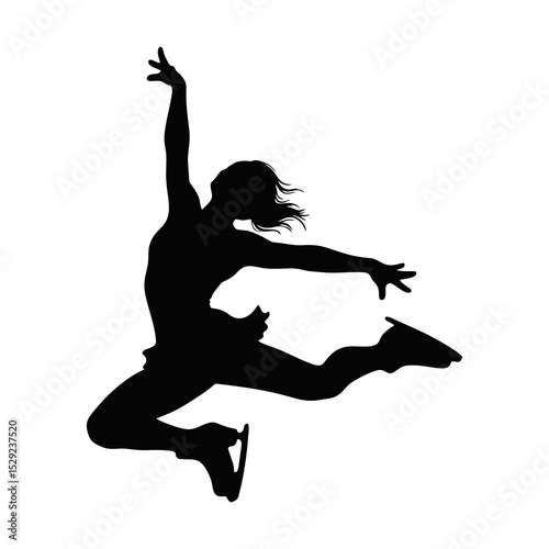 vector silhouette of a female roller skater performing