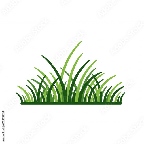 A vibrant green grass tuft design ideal for nature logos, eco-friendly branding, or spring themed projects showcasing scalable elements and clean lines.