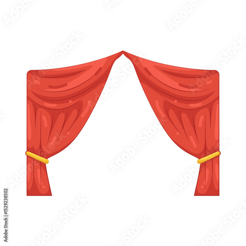 Illustration of Red Stage Curtains with Gold Tiebacks