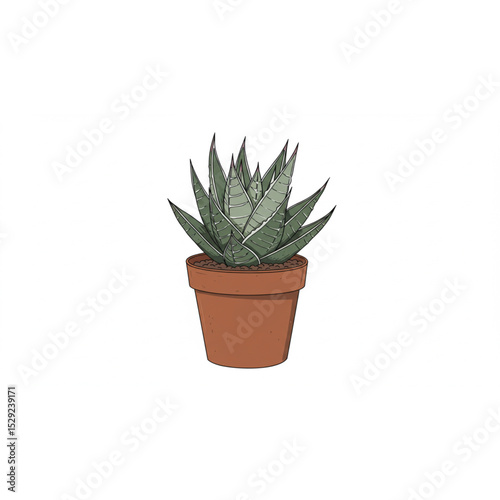 A charming potted succulent plant graphic perfect for home decor design projects, logo creation, or adding a touch of nature to your branding materials.