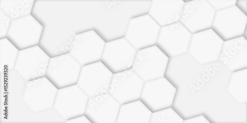  pattern of hexagons white background repeating hexagonal pattern with soft shadows around them.