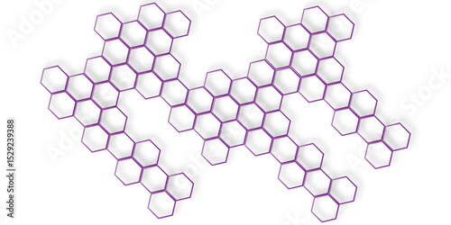 purple hexagons white background creating a pattern line.
