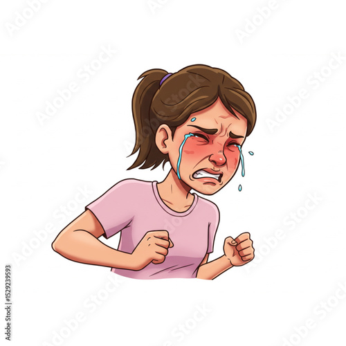 Upset girl cartoon character design perfect for animation projects needing a sad expression girl emoticon or avatar
