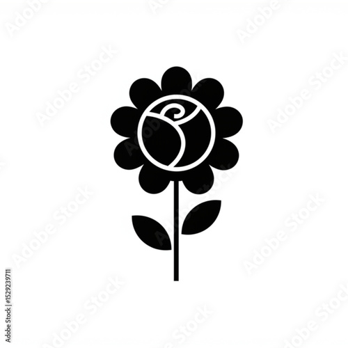 Elegant Black Flower Design Perfect for Branding Logos and Floral Icons a Stylish Scalable Graphic Resource