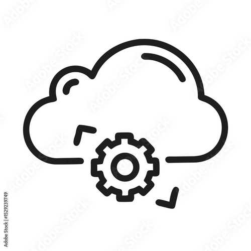 cloud computing icon with gear, modern and minimalistic, representing technology and innovation
