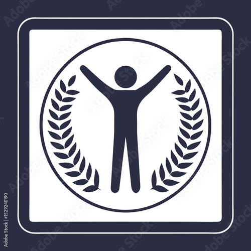 Black silhouette icon of person with laurel for mental health