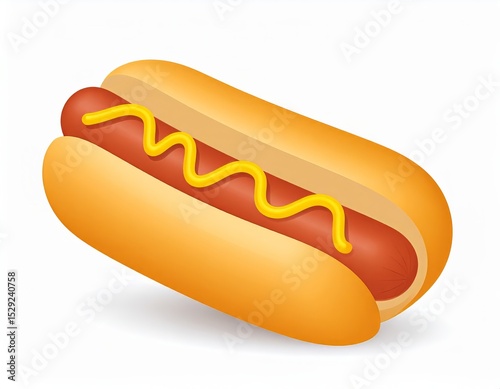 Delicious hot dog topped with mustard in a soft bun ready for a summer picnic
