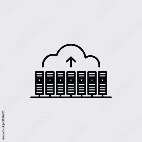 Data center servers uploading information to the cloud