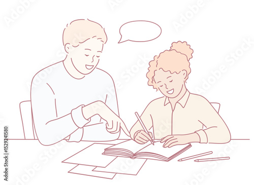 A joyful interaction happens as a dedicated teacher helps a young student in their learning journey