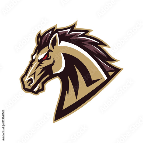 Fierce Horse Head Mascot Logo – Aggressive Stallion Emblem for Sports or Gaming Team