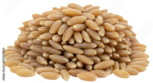 Close-up of a mound of golden grains showcasing their texture and color, set against a neutral background for food photography