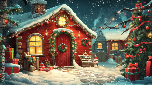 Whimsical Santa's Workshop Background