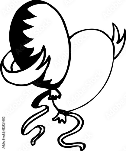 Stylized line drawing of two balloons tied together with ribbons, one balloon shaded darker, commonly used as graphic or illustration on stock sites.