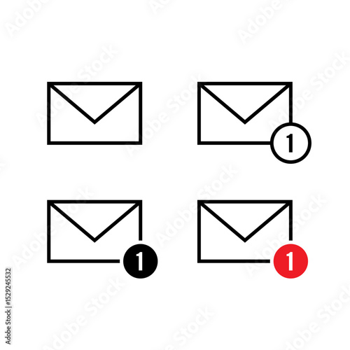 Message envelope notification icon in line style. Email, mail sign symbol