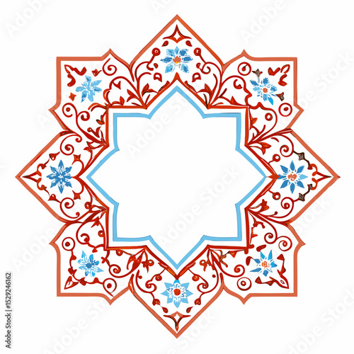 Ornate star shaped frame with floral design
