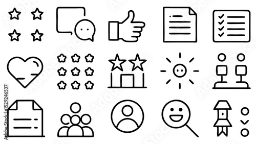 Hand drawn line icons set for feedback ratings