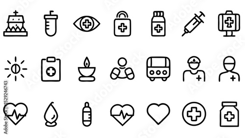 Hand drawn medical and healthcare icons set