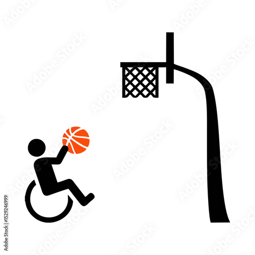 Wheelchair Basketball Player with Hoop
