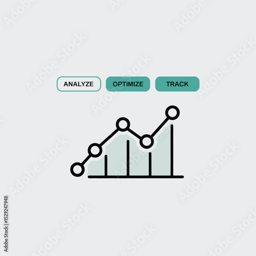 Line graph showing data analysis optimization and tracking progress