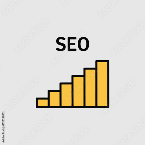 Seo optimization success bar graph icon illustration