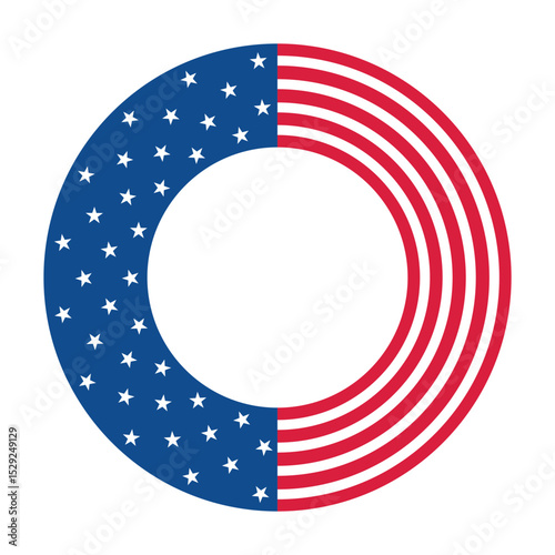 Circle Frame with Stars and Stripes - July 4th concept. Vector illustration