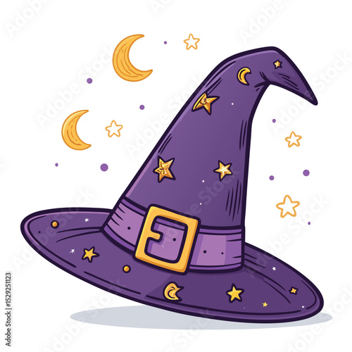 Enchanted Witch Hat Mystical Stars and Moons
