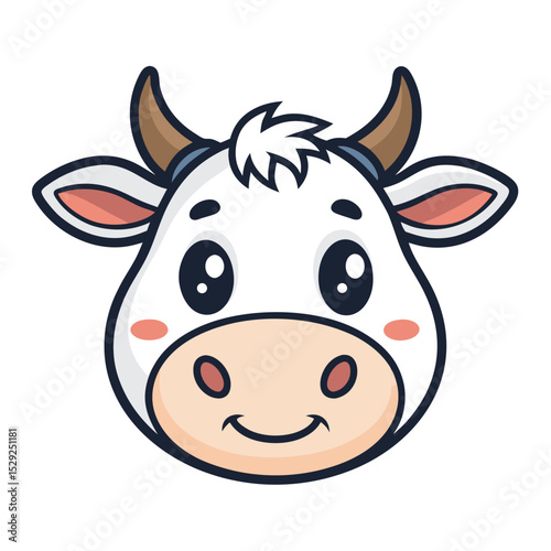 Cute Cartoon Cow Face Illustration