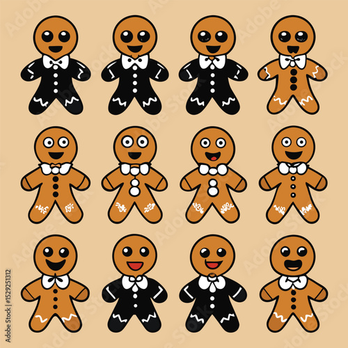 Cute Gingerbread Men in Tuxedos