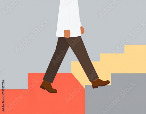 Person Walking Up Stairs Illustration