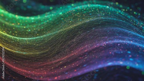 Color Spectrum Wave with Glowing Particles