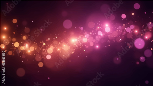 Abstract purple, gold and black glitter vintage lights background. defocused.