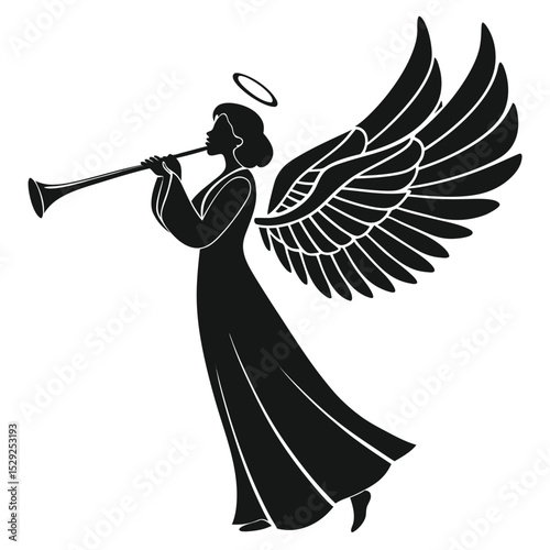 Angel Silhouette Playing Trumpet