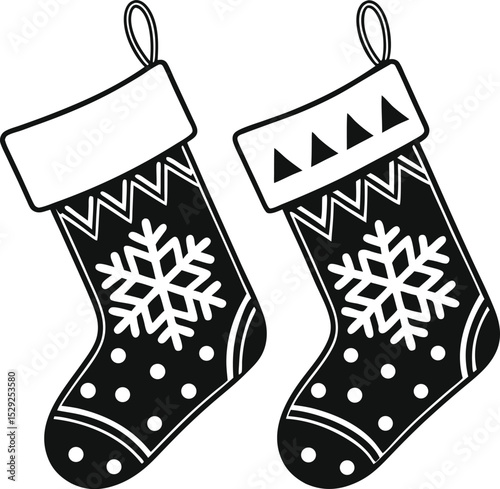 Christmas Stocking Design Black and White