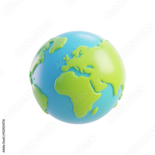 Detailed earth globe with clouds and continents