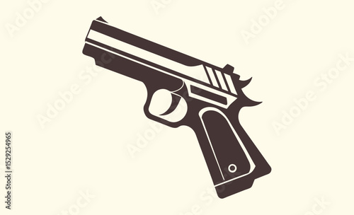 Gun silhouette illustration, firearm vector icon, weapon outline design, black handgun graphic, illustration of a gun 