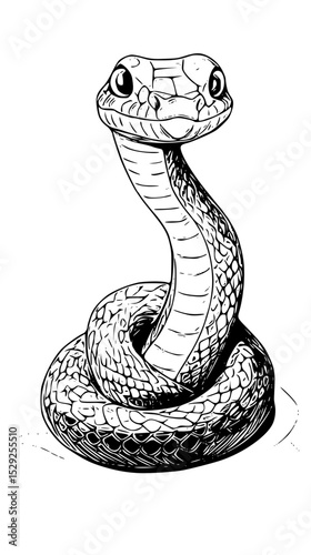 Vector art of coiled cobra, poised and watchful, isolated on transparent background vector silhouette
